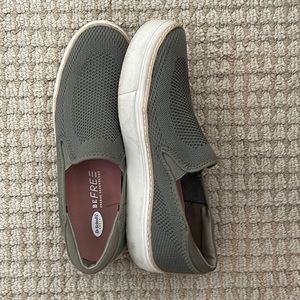 Dr Scholls green slip ons.
